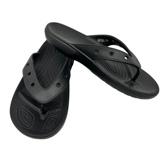 Crocs Classic Platform Flip Flop Slippers Unisex Size 6/8 Black Iconic Comfort - Picture 1 of 7